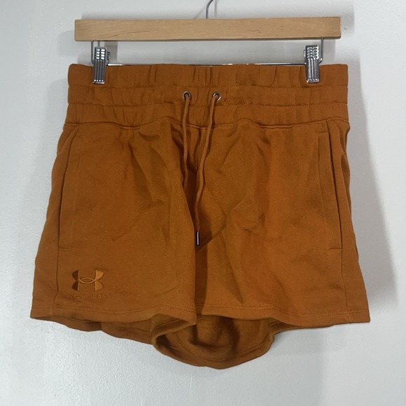 Under Armour Women's UA Playback Fleece Shorts 1377526-291 Orange‎ Size M Medium - Picture 1 of 9